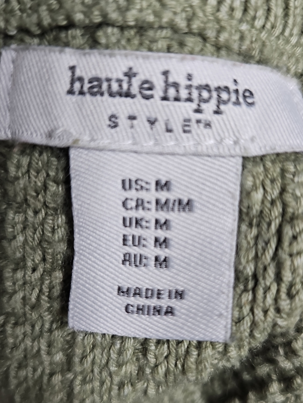 Haute Hippie Olive Sage Waffle-Knit Crewneck Sweater - Picture 7 of 8
